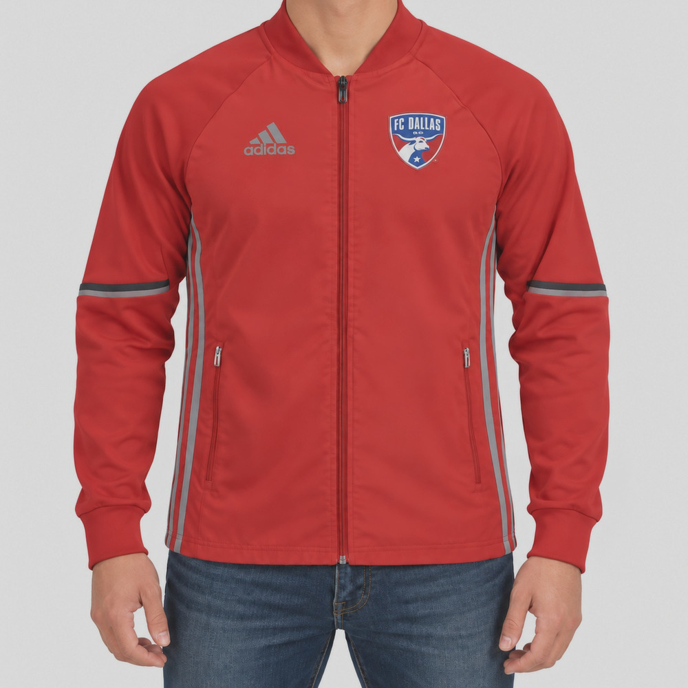 FC Dallas Jacket Mens Small Red MLS Soccer Adidas Climacool Track Full Zip